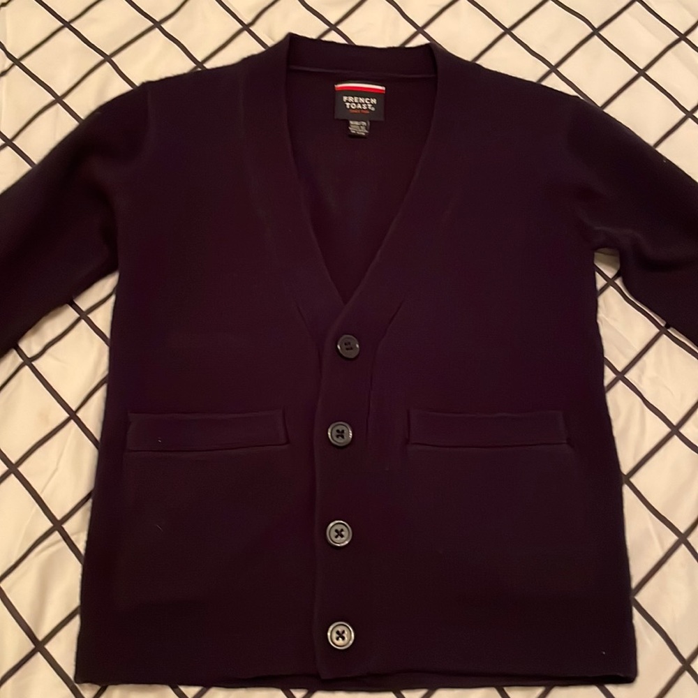 Navy blue button cardigan sweater girls small 6-7